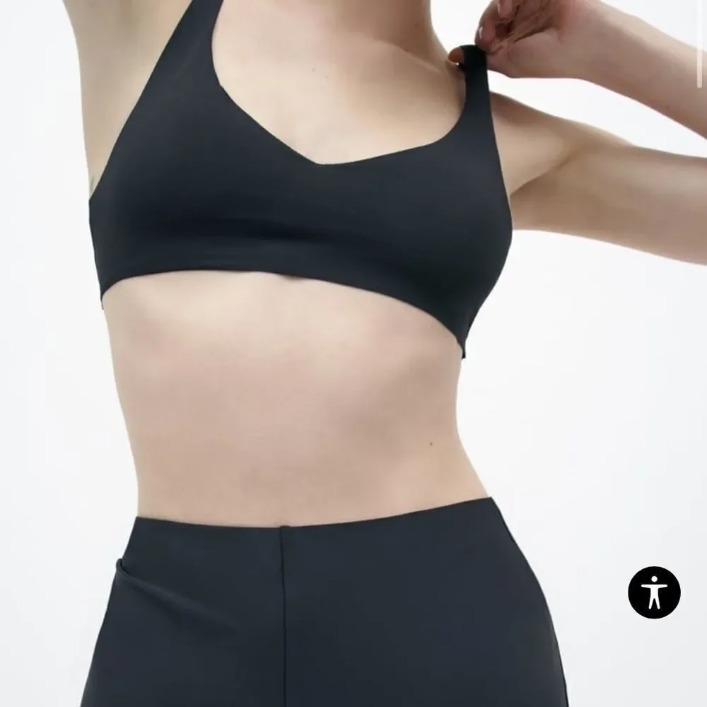 Zara Bralette With V-Neck and Wide Straps Black S NWT - Picture 1 of 8